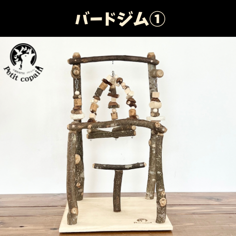 バードジム①　「【天然木・無農薬】自然採取木材を使用したバードトイ、バードジム 手作り一点もの 愛鳥安全第一」