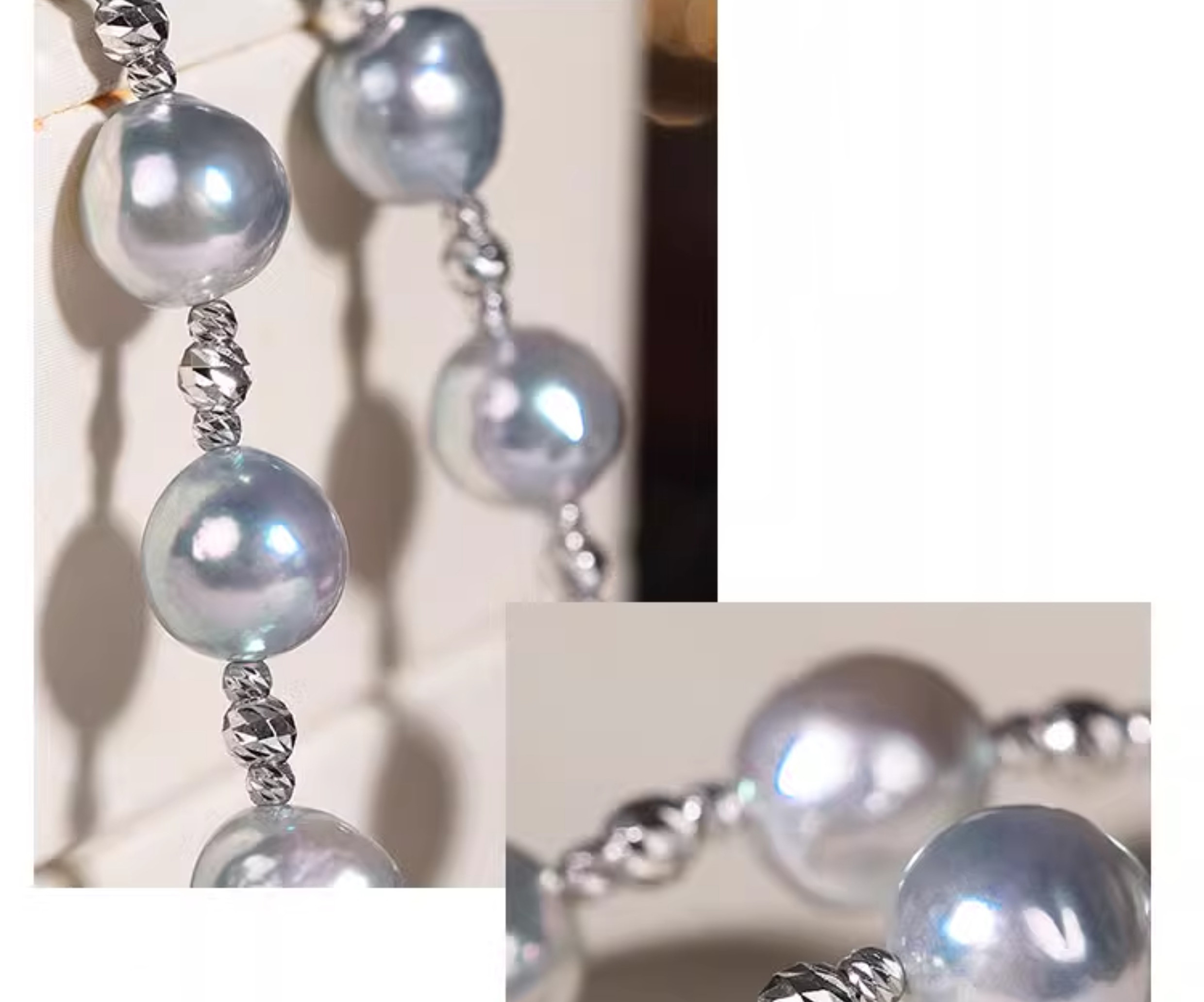 [ヘイズジュエリー] ベルリンガールシリーズ 18Kホワイトゴールド 7.5-8mm 日本製アコヤシルバー ブルーバロックパール