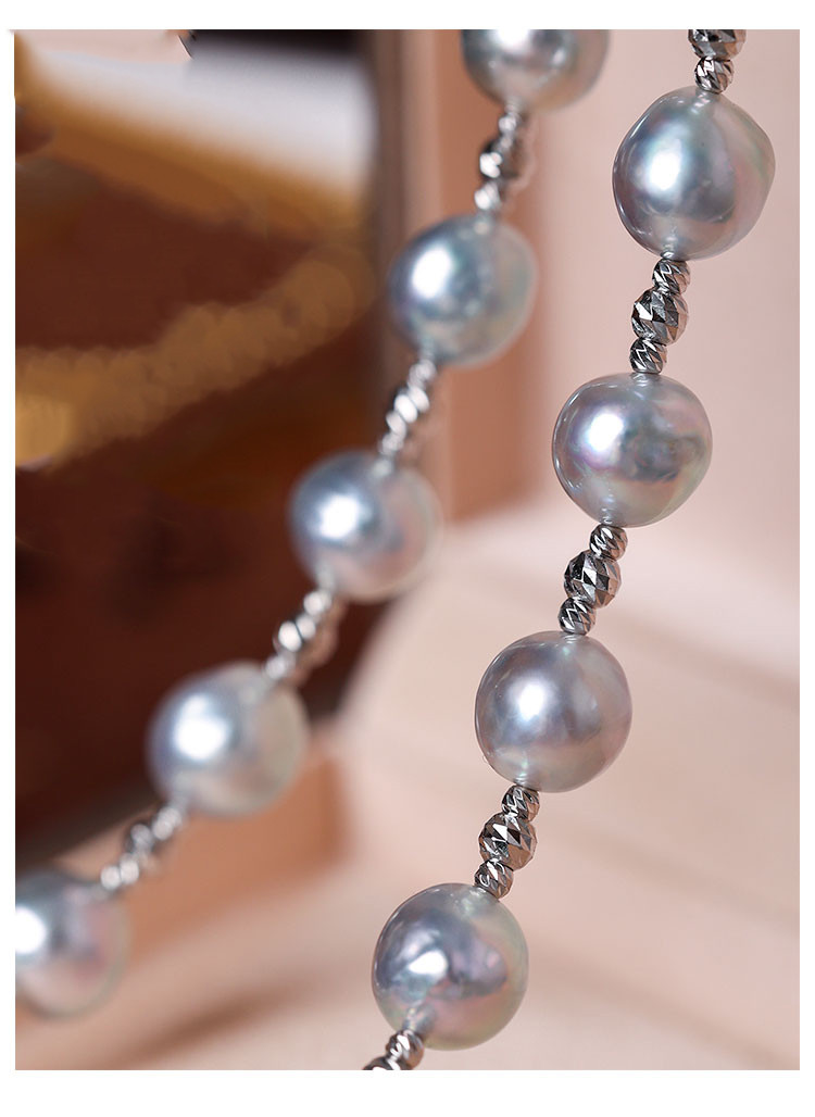 [ヘイズジュエリー] ベルリンガールシリーズ 18Kホワイトゴールド 7.5-8mm 日本製アコヤシルバー ブルーバロックパール