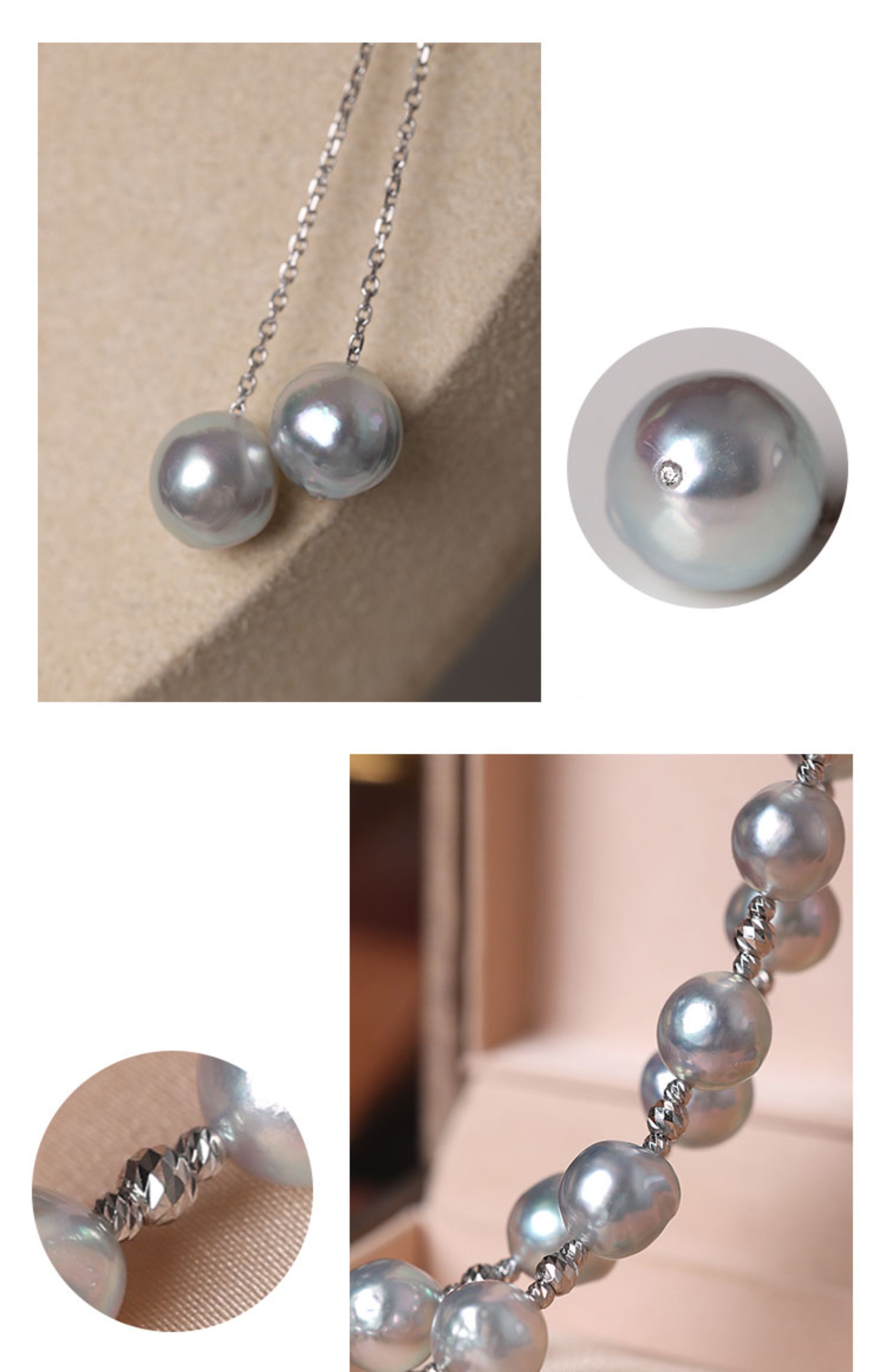 [ヘイズジュエリー] ベルリンガールシリーズ 18Kホワイトゴールド 7.5-8mm 日本製アコヤシルバー ブルーバロックパール