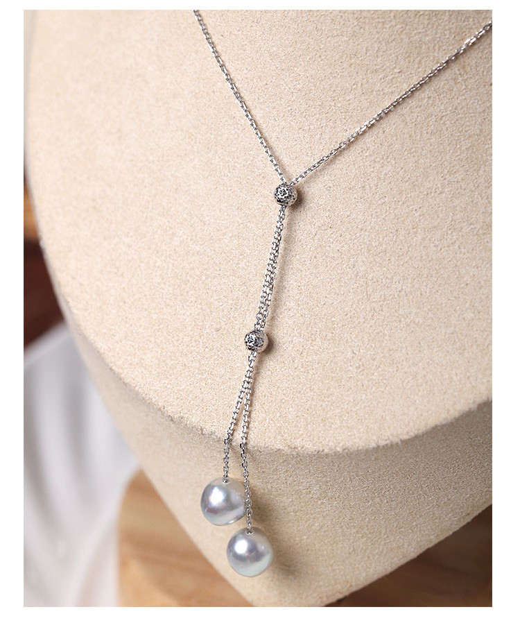 [ヘイズジュエリー] ベルリンガールシリーズ 18Kホワイトゴールド 7.5-8mm 日本製アコヤシルバー ブルーバロックパール