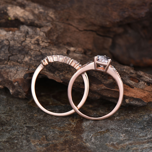 ヴィンテージ モアッサナイト エンゲージリングセット K10 ローズ