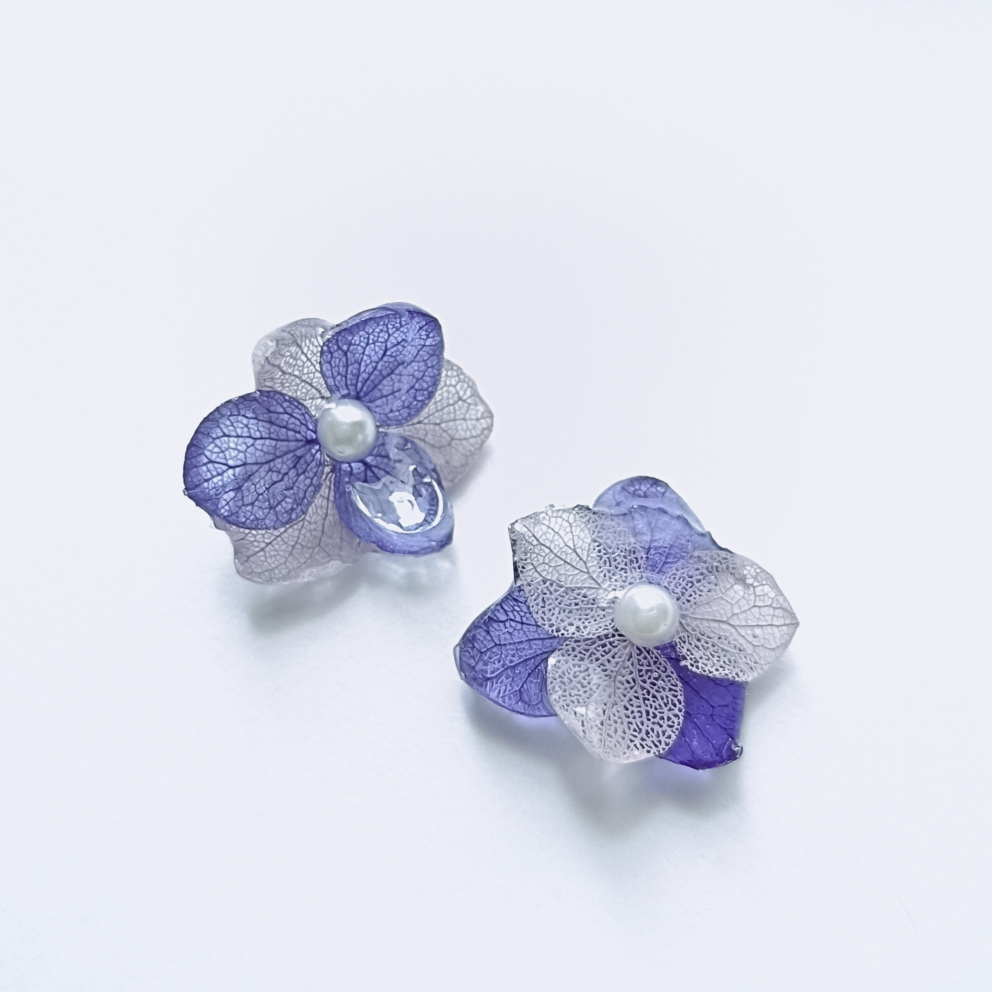 5周年記念福袋SALE　〜紫陽花色のアクセサリー4点セット〜　葡萄　ぶどう　クリア　ドライフラワー　紫陽花　パープル