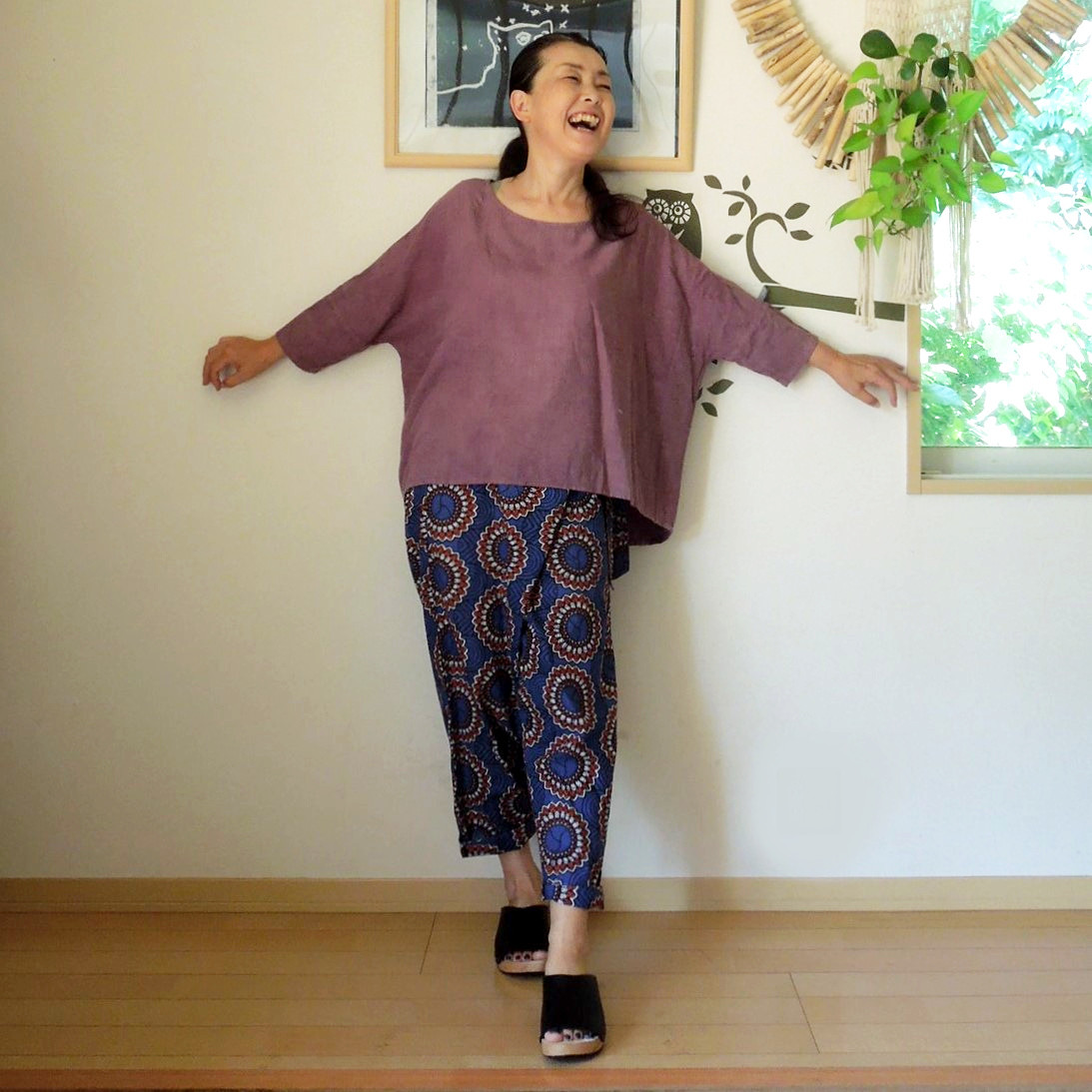 asana HEMP100% テロテロ カットソー●草木染めパープル