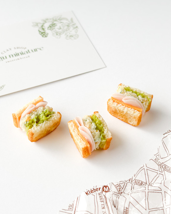 ミニチュアサンドイッチ ランチ風 ミニチュアパン 】 ポテサラ サンド / 樹脂粘土で作った