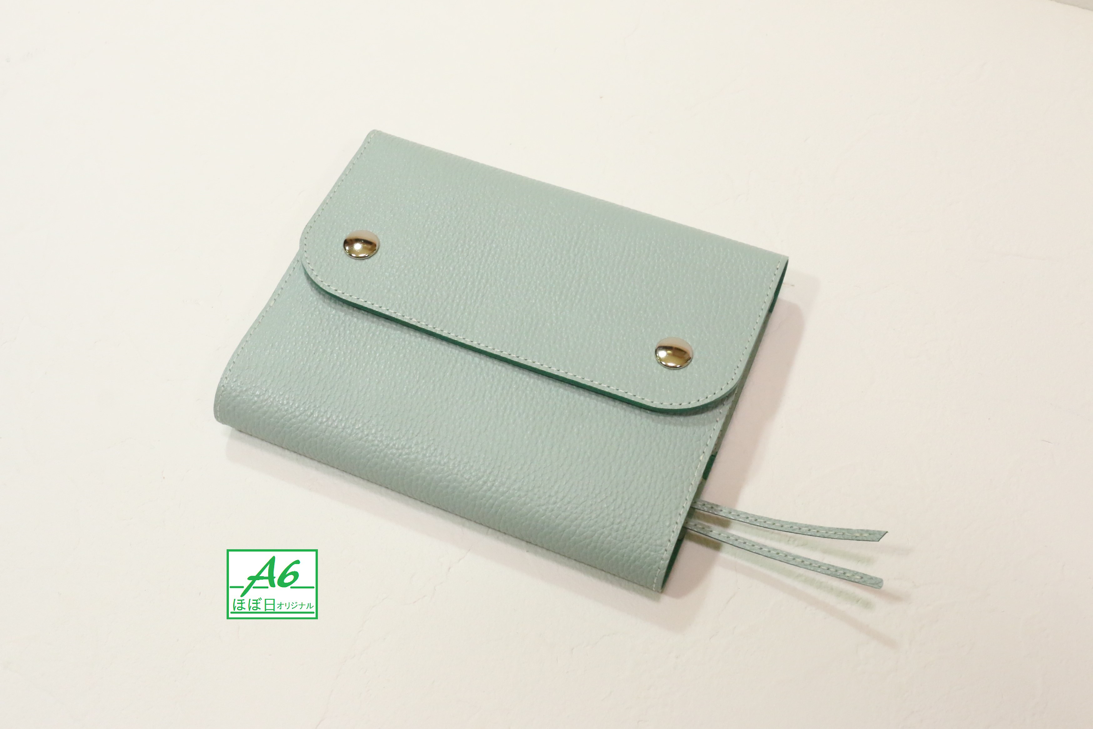 手帳カバー［A6/ほぼ日手帳オリジナルサイズ］ペールグリーン + ヌメ革 T798