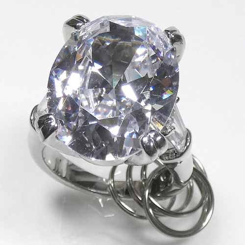 【Rosenthal, Jacob & Co.】メニューホルダー ペア【純銀】 ジャンボ キーリング ペアシェイプカットCZダイヤ キーホルダーシャレ