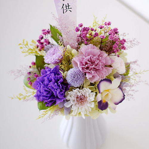 仏花】パープル系のお花で彩る個性的仏花【供花】 プリザーブド