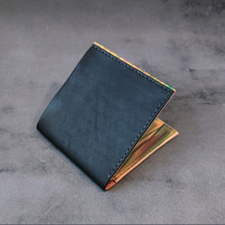 薄い二つ折り財布 ハンドメイド 姫路レザー ヌメ革 手縫い メンズ