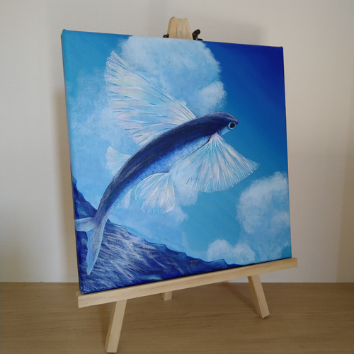 キャンバス原画「空とぶ！トビウオ」 絵画 スキマ工房 通販 19523442