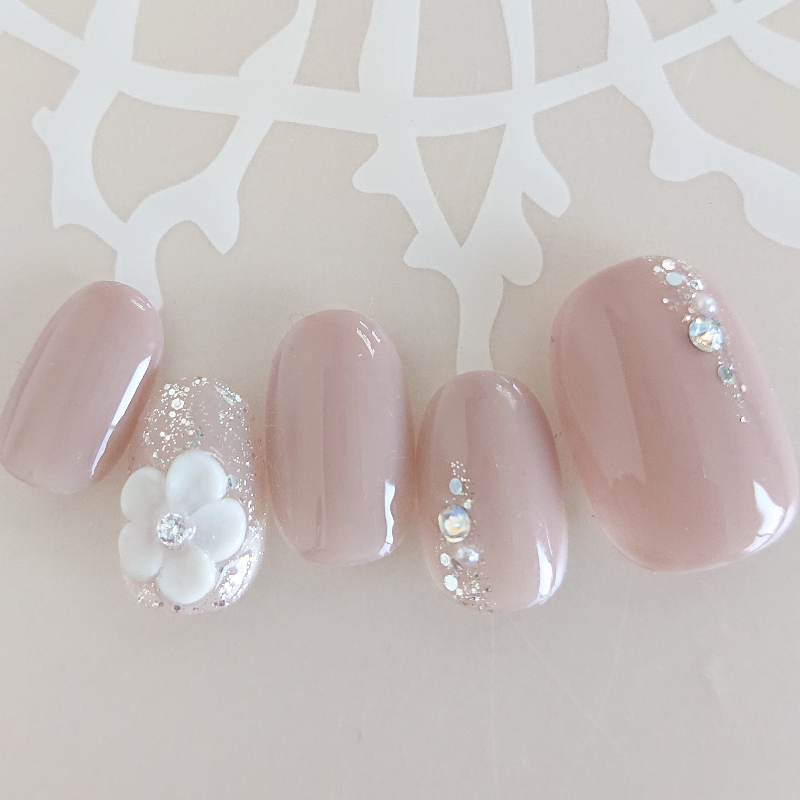 【ダイヤモンドが選べる】【サイズ/カラー選べる】ワンランク上のネイルチップ　前撮りネイル　結婚式ネイル　D125