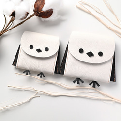 再販 ＼シマエナガといつも一緒／ 仕切り付き コインケース 【 親子 シマエナガ 】 本革 姫路レザー 財布 HW33K 13枚目の画像