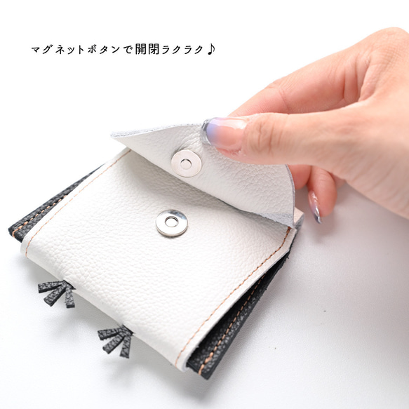 再販 ＼シマエナガといつも一緒／ 仕切り付き コインケース 【 親子 シマエナガ 】 本革 姫路レザー 財布 HW33K 6枚目の画像