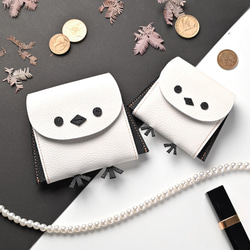 再販 ＼シマエナガといつも一緒／ 仕切り付き コインケース 【 親子 シマエナガ 】 本革 姫路レザー 財布 HW33K 12枚目の画像