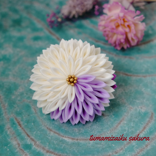 一点もの】絹の鶴と玉かんざし＊アンティーク着物生地の七五三・成人式髪飾り・4 一点もの】絹の鶴と玉かんざし＊アンティーク着物生地の七五三・成人式