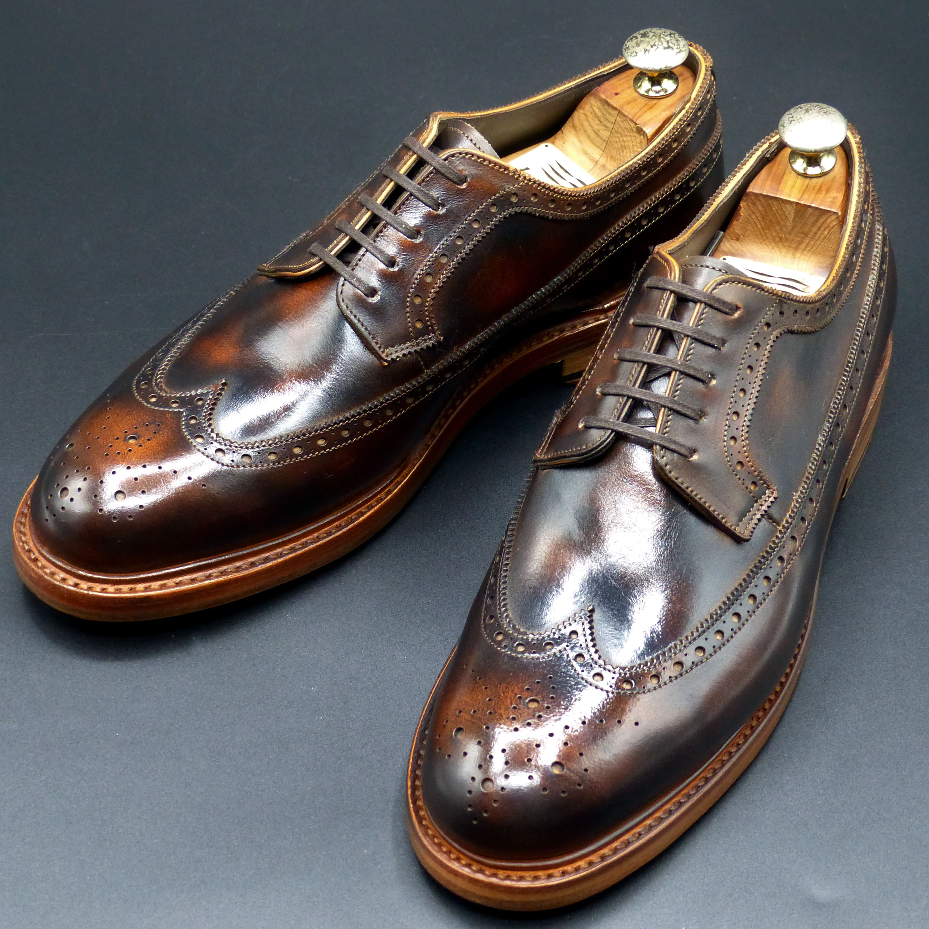 在庫セール【360°グッドイヤー製法】WRI-006 25.5cm 樺茶色 伝統色パティーヌ仕上げ