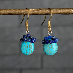 限定数 現地仕入れ USAアリゾナ産キングマンターコイズ＆ラピスラズリ  サージカルステンレス 14kgf/SV925可 2枚目の画像