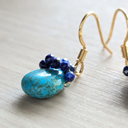 限定数 現地仕入れ USAアリゾナ産キングマンターコイズ＆ラピスラズリ  サージカルステンレス 14kgf/SV925可 3枚目の画像