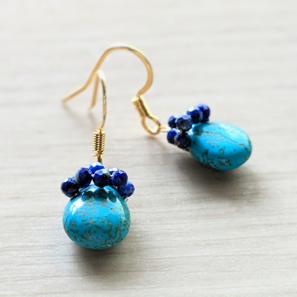 限定数 現地仕入れ USAアリゾナ産キングマンターコイズ＆ラピスラズリ  サージカルステンレス 14kgf/SV925可 1枚目の画像