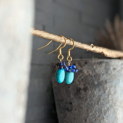 限定数 現地仕入れ USAアリゾナ産キングマンターコイズ＆ラピスラズリ  サージカルステンレス 14kgf/SV925可 6枚目の画像