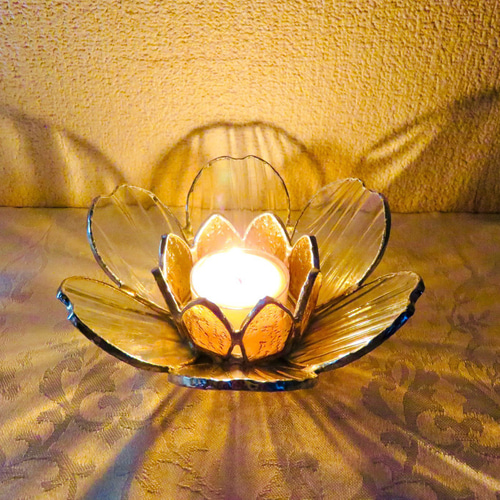 ステンドグラス ＊サンカヨウ(山荷葉)の花のキャンドルホルダー