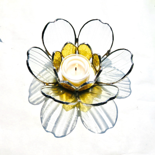 ステンドグラス ＊サンカヨウ(山荷葉)の花のキャンドルホルダー