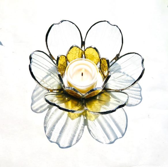 ステンドグラス ＊サンカヨウ(山荷葉)の花のキャンドルホルダー