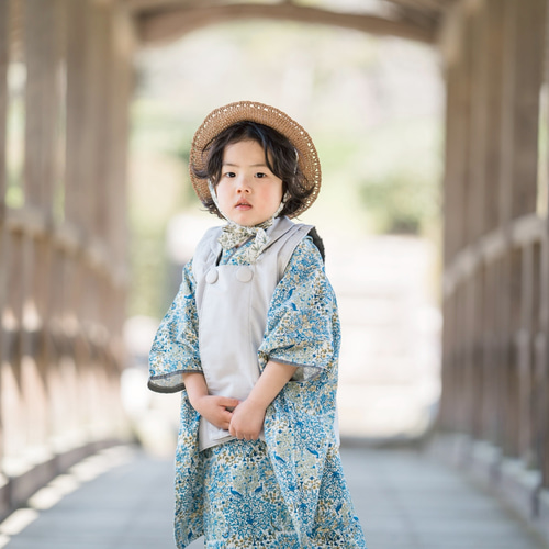 七五三着物レンタル】3歳 リバーシブル被布着物「10泊11日」男の子 753