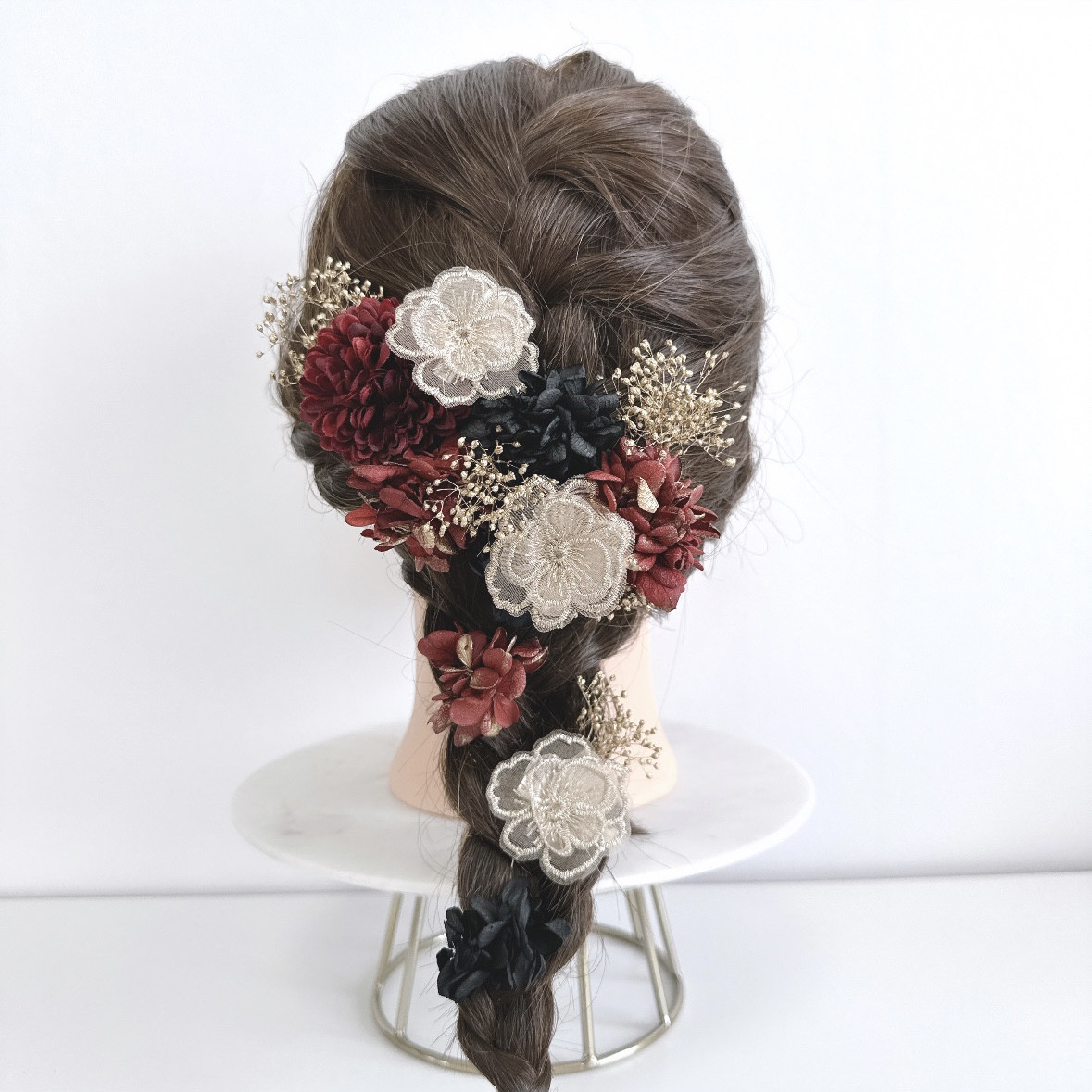 ベージュ 赤 黒 ゴールド リボン ヘッドドレス 和装 髪飾り 成人式 前撮り 袴 卒業式