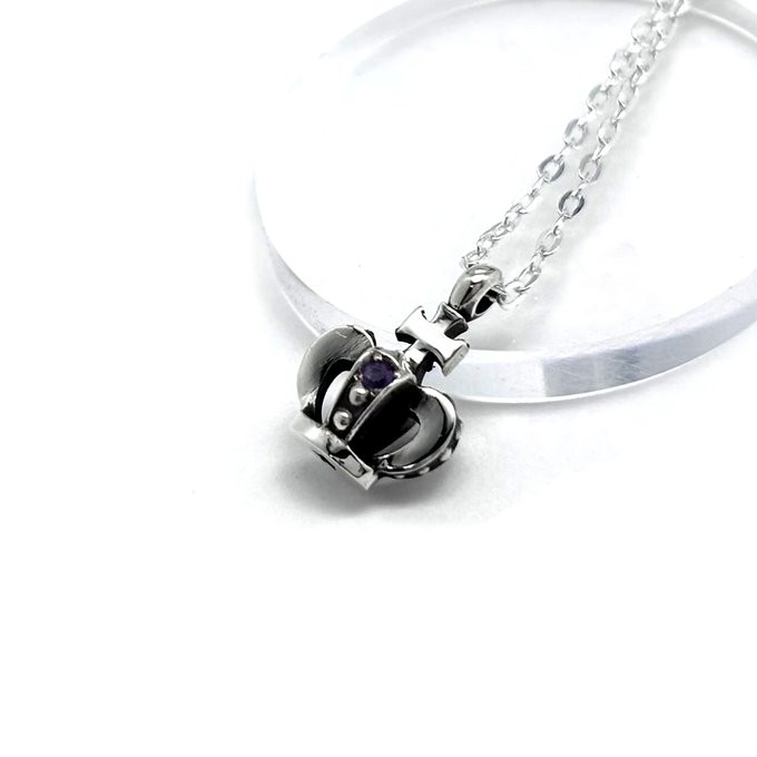 王冠 シルバー925ネックレス アメジスト つけっぱなし
