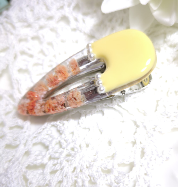 カラリーヘアクリップ クリームイエロー 4枚目の画像