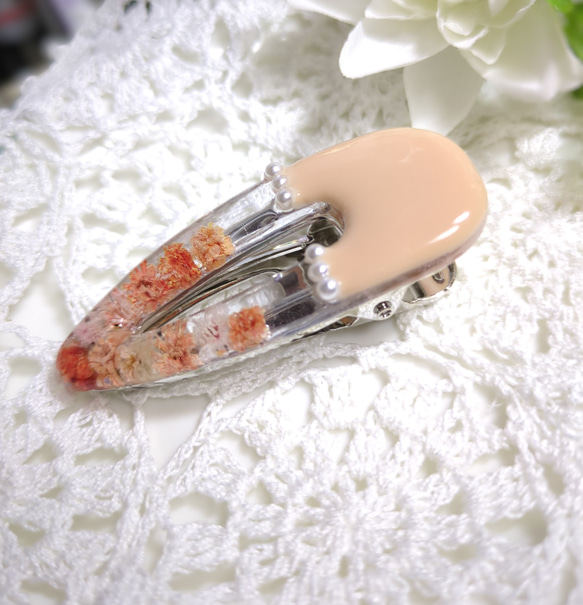 カラリーヘアクリップ オレンジ 3枚目の画像