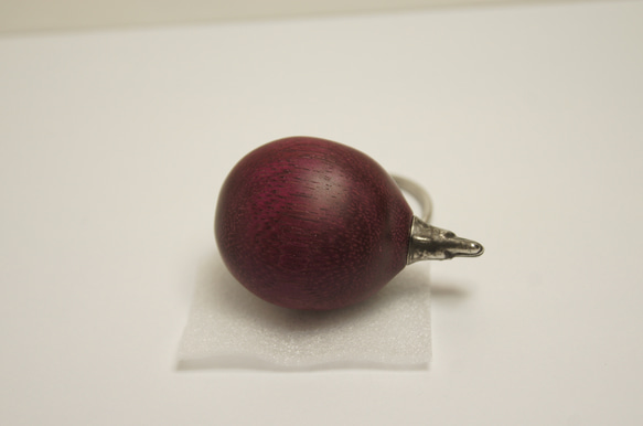 フグ　パープルハート（木材）ピューター（金属）キーホルダー、ペンダント、バッグチャーム、置物 7枚目の画像