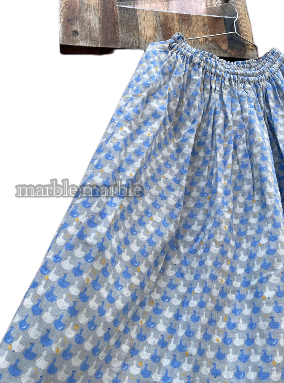 あひるスカート　ガーゼスカート　ギャザースカート　鳥スカート　アヒルスカート