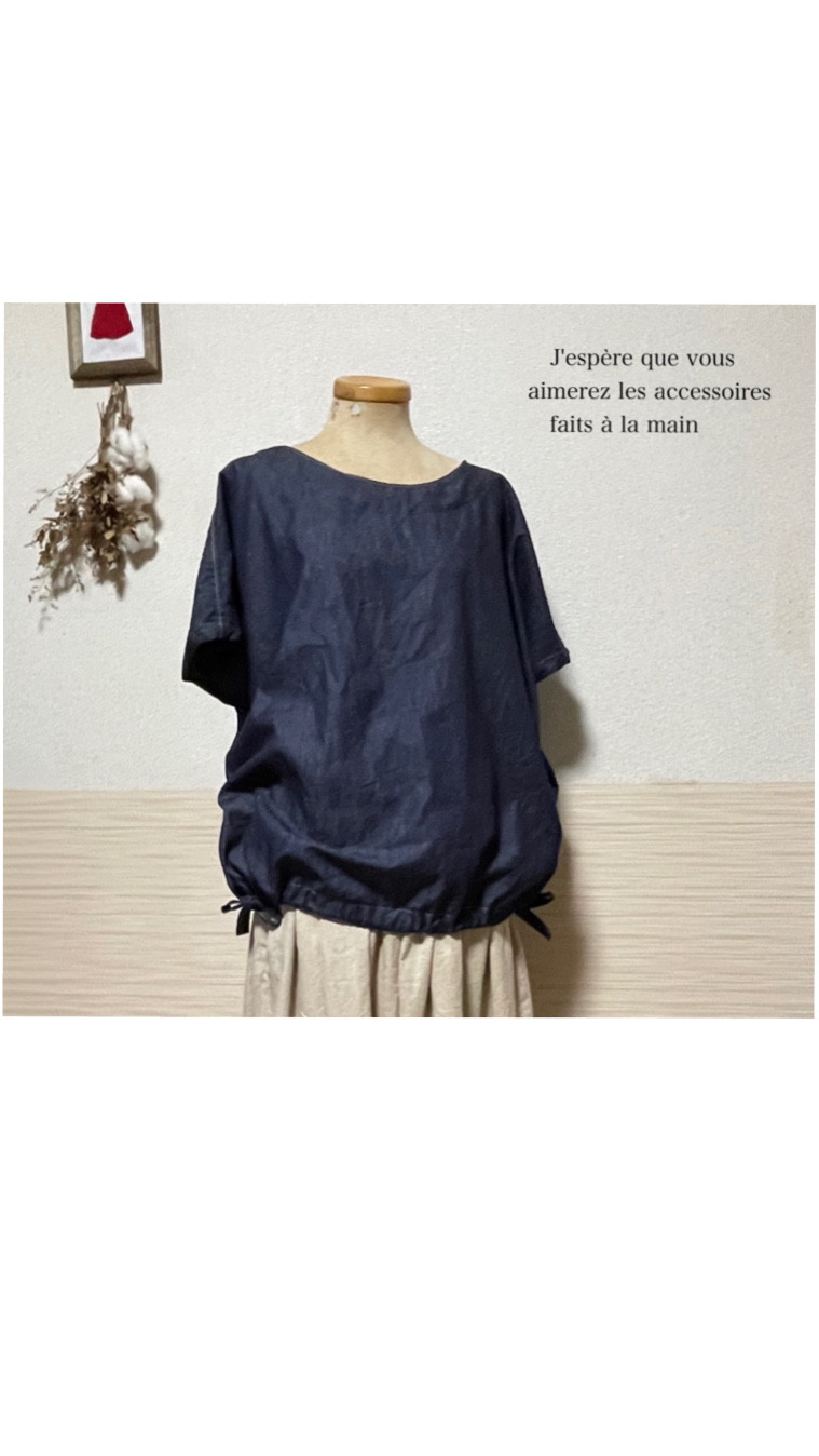 デニム　　岡山の国産児島　フレンチ袖シャツ