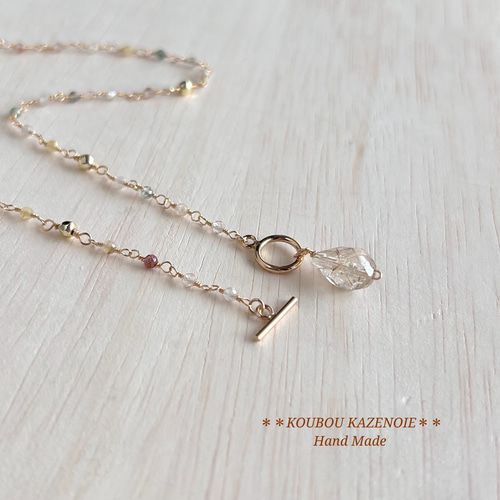 金糸の煌き◇高品質ルチルクォーツ◇14KGFマンテルネックレス