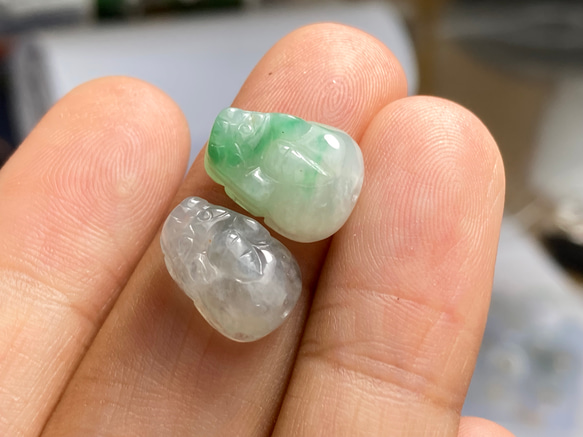 RS11-47 通穴 貔貅 本翡翠 ミャンマー産 A貨 財布貔貅 御守 天然石