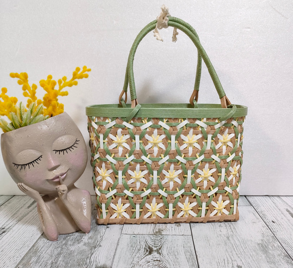 クラフトバンドカゴバック 217☆Let's make a polka dot basket bag with craft band [Just