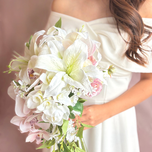 ウエディングブーケ アーティシャルフラワー アーティフィシャルフラワーのギフトブーケ No.1（Pink