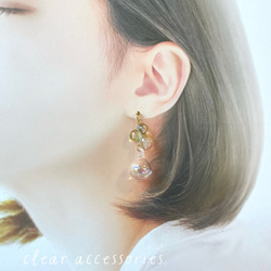 新作❤︎︎夏のアクセ 水入りガラスドーム  ピアス　イヤリング鈴丸バブルビーズ　 2枚目の画像