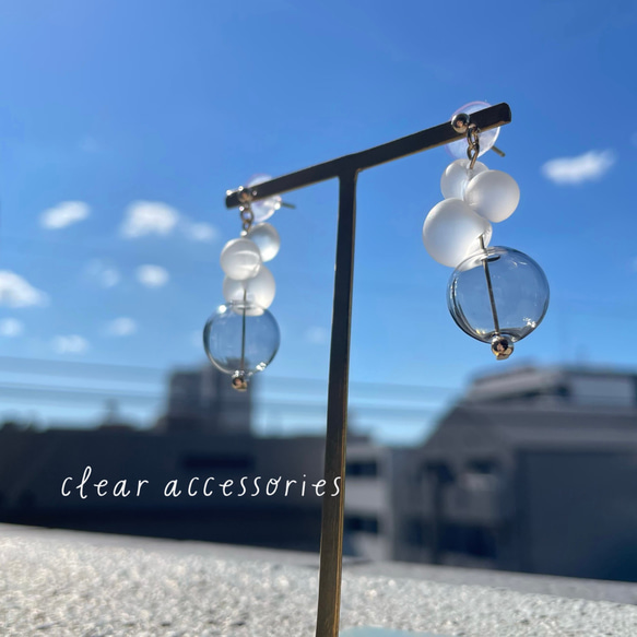 新作❤︎︎夏のアクセ 新作　クリアアクセサリー　清涼感　鈴丸　お祭り　夏コーデ 1枚目の画像