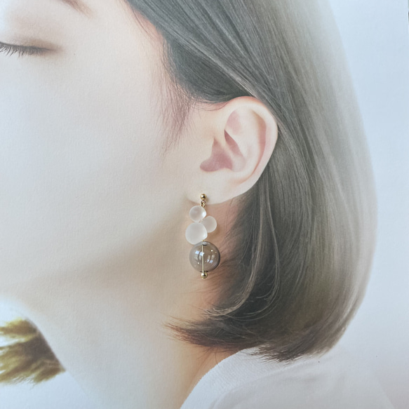 新作❤︎︎夏のアクセ 新作　クリアアクセサリー　清涼感　鈴丸　お祭り　夏コーデ 3枚目の画像