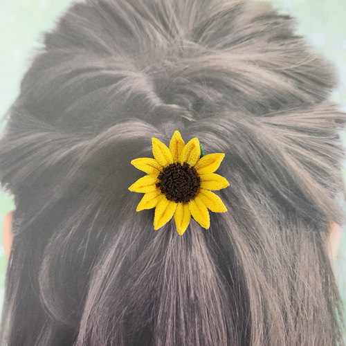 再販】ひまわりの髪ゴム（中） 浴衣や夏祭りにぴったり♪可愛いつまみ