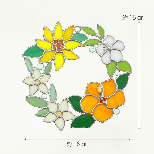 夏の花のリース ステンドグラス リース PlusBox 通販 19526448｜Creema