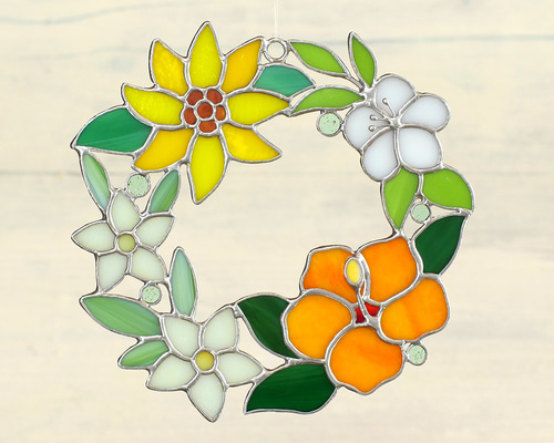 夏の花のリース ステンドグラス リース PlusBox 通販 19526448｜Creema