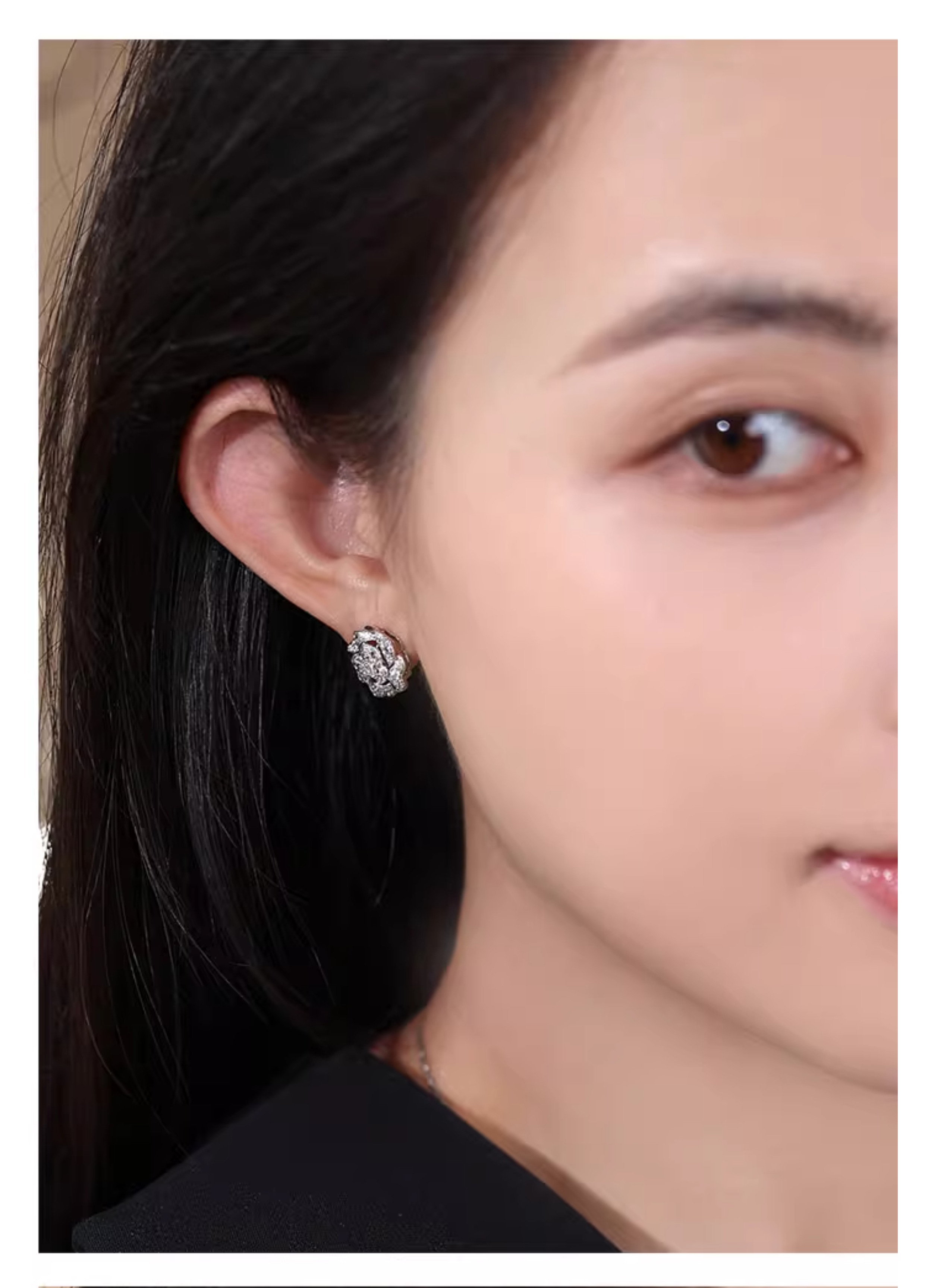 [ヘイズジュエリー]ダイヤモンドカメリアシリーズ 18Kゴールド 天然ダイヤモンドペンダント/イヤリング カメリア 3Dインレイ