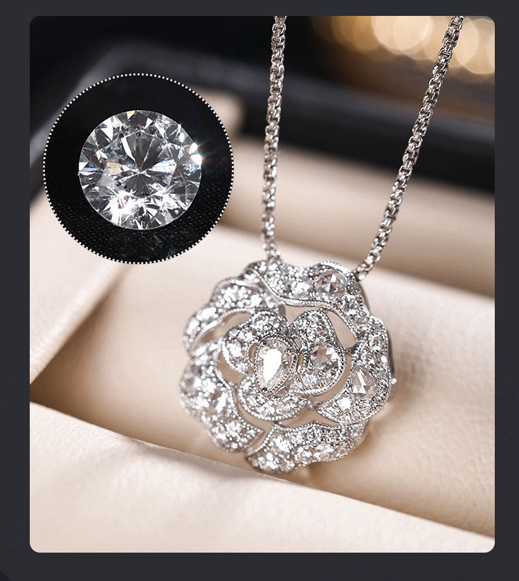 [ヘイズジュエリー]ダイヤモンドカメリアシリーズ 18Kゴールド 天然ダイヤモンドペンダント/イヤリング カメリア 3Dインレイ