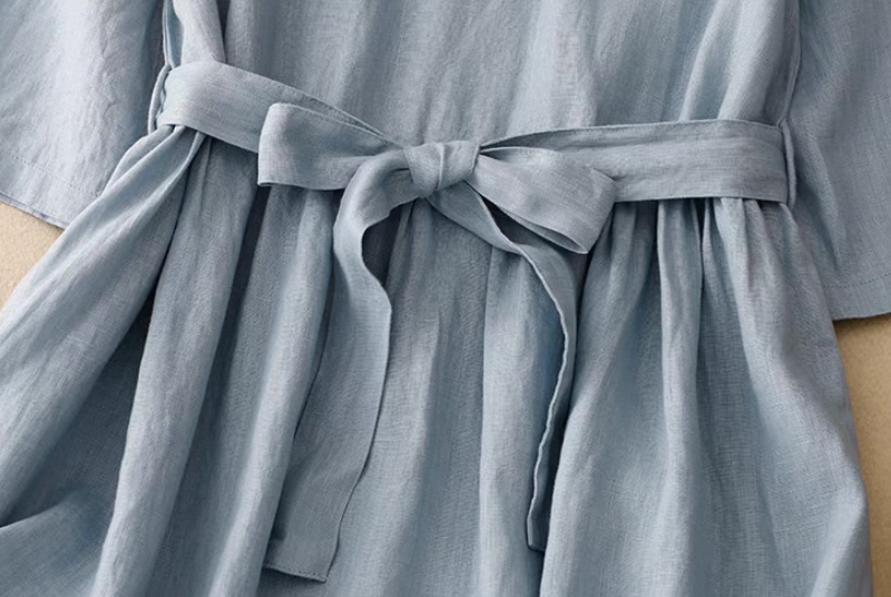 夏♡ワンピース♡通勤♡通学♡綿麻♡ベビーブルー