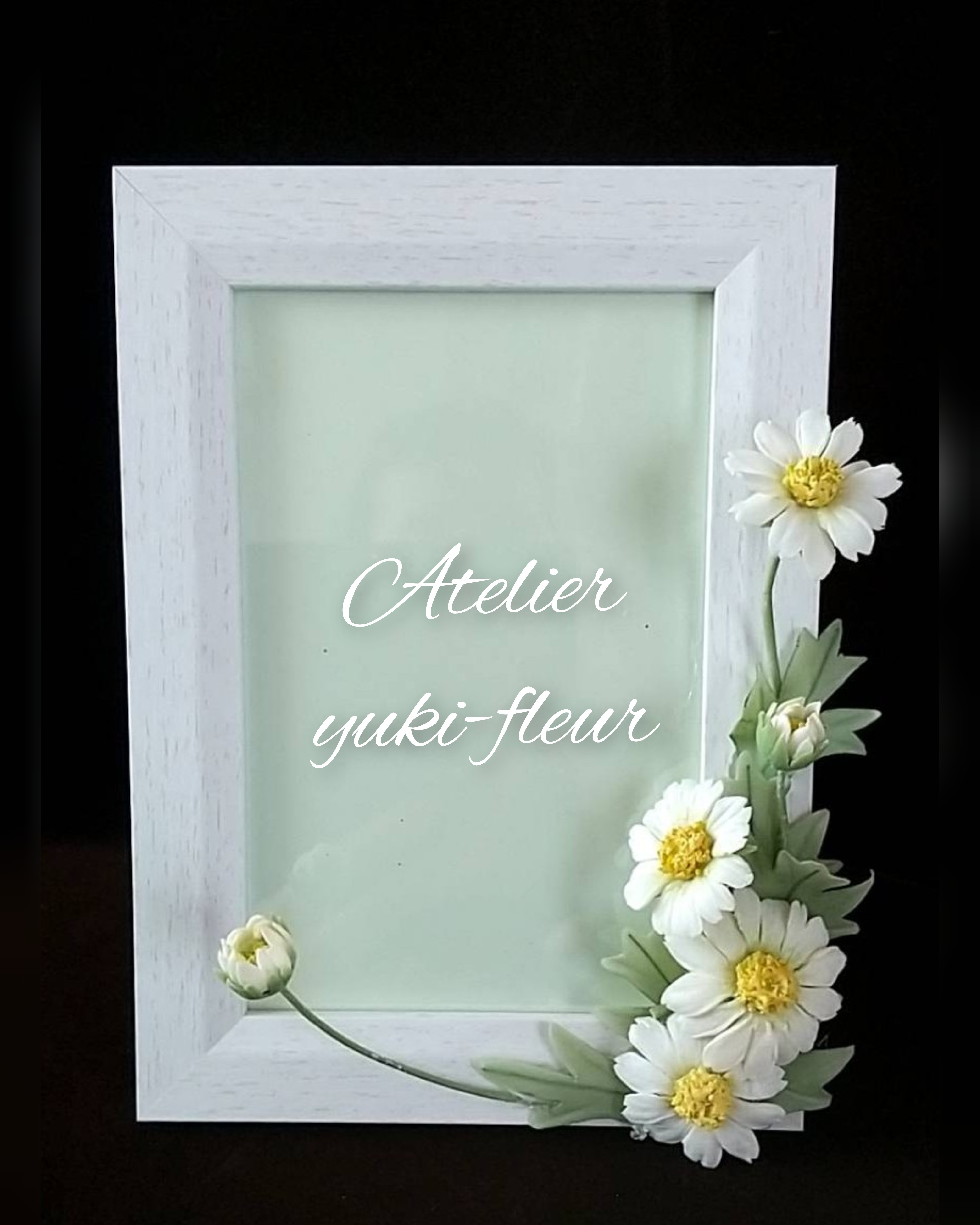 ★粘土の花[白いフォトフレームー2]★