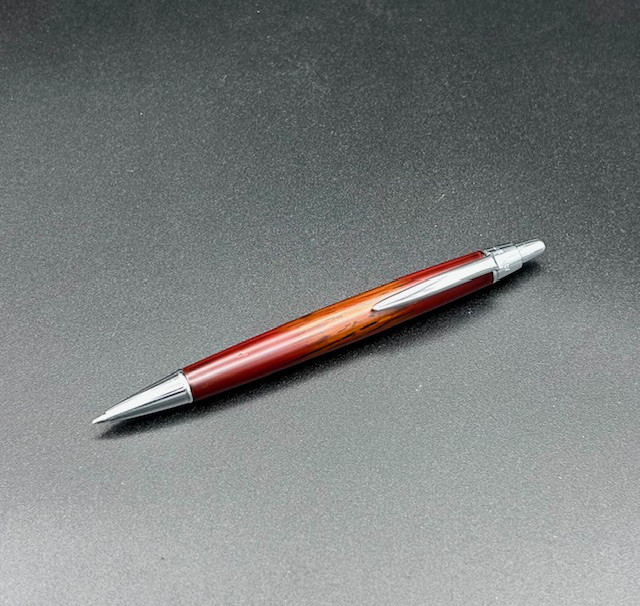 漆円珠筆　木製漆塗りボールペン　木地呂塗り　溜朱